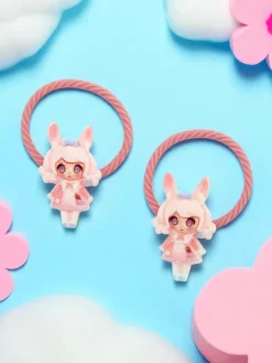 Dziewczęce^Royalfashion Gumki do włosów Bambina Rosetta z motywem lalki różowy