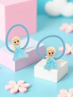 Dziewczęce^Royalfashion Gumki do włosów z motywem księżniczki niebieski