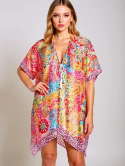 Narzutka Plażowa|Bluzki / Koszule / Koszulki^Royalfashion Kolorowe pareo Callista – stylowa narzutka do kolan do plaży Wielokolorowe