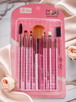 Oczy|Twarz^Royalfashion Kompaktowy zestaw pędzelków do makijażu różowy