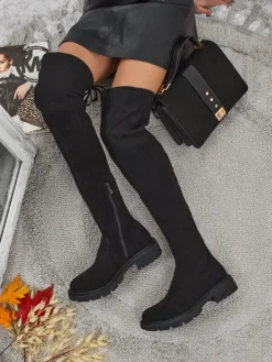 Kozaki Na Płaskim Obcasie|Kozaki Bez Ocieplenia^Royalfashion Kozaki damskie za kolano Velmara