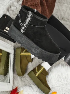 Śniegowce|Botki Na Platformie^Royalfashion Krótkie buty a'la śniegowce damskie Althea czarny