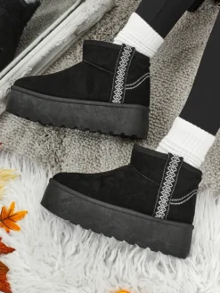 Śniegowce|Botki Na Platformie^Royalfashion Krótkie buty a'la śniegowce damskie Althea czarny