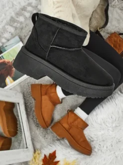 Śniegowce|Botki Na Platformie^Royalfashion Krótkie buty a'la śniegowce damskie Liorah czarny