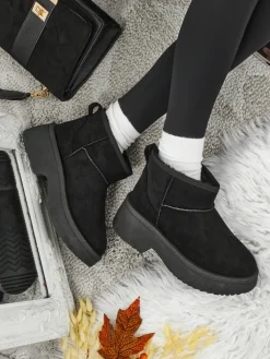 Śniegowce|Botki Na Platformie^Royalfashion Krótkie buty a'la śniegowce damskie Liorah czarny