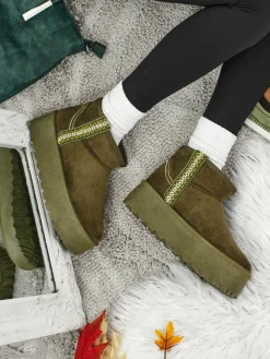 Śniegowce|Botki Na Platformie^Royalfashion Krótkie buty a'la śniegowce damskie Althea zielony