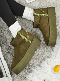 Śniegowce|Botki Na Platformie^Royalfashion Krótkie buty a'la śniegowce damskie Althea zielony