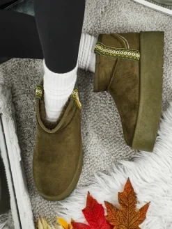 Śniegowce|Botki Na Platformie^Royalfashion Krótkie buty a'la śniegowce damskie Althea zielony