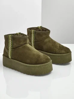 Śniegowce|Botki Na Platformie^Royalfashion Krótkie buty a'la śniegowce damskie Althea zielony