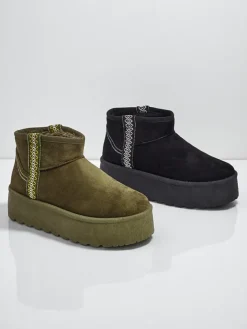 Śniegowce|Botki Na Platformie^Royalfashion Krótkie buty a'la śniegowce damskie Althea zielony