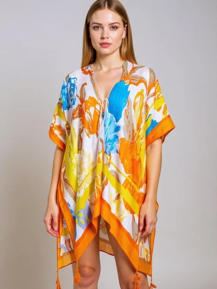 Narzutka Plażowa|Bluzki / Koszule / Koszulki^Royalfashion Letnie pareo AURELIA - wielokolorowa sukienka do kolan Wielokolorowe