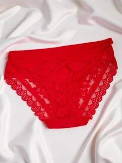 Figi^Royalfashion Majtki damskie typu figi z koronką i paseczkami