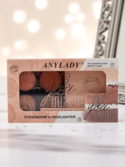 Oczy^Royalfashion Paletka 4 cieni do powiek z brokatem i rozświetlaczem Ruby Glamour