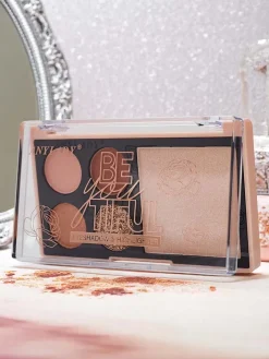 Oczy^Royalfashion Paletka 4 cieni do powiek z brokatem i rozświetlaczem Ruby Glamour