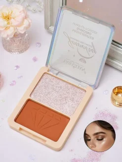 Oczy|Twarz^Royalfashion Paletka Rozświetlacz i bronzer prasowany w kamieniu do twarzy