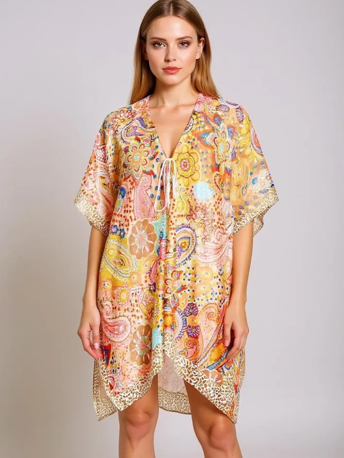 Narzutka Plażowa|Bluzki / Koszule / Koszulki^Royalfashion Pareo Afrodyta – kolorowa sukienka plażowa z dekoltem V Wielokolorowe
