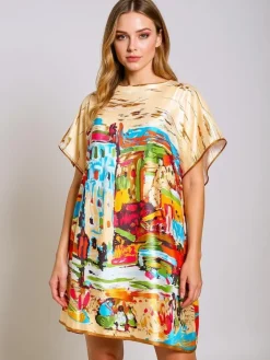 Bluzki / Koszule / Koszulki|Narzutka Plażowa^Royalfashion Pareo Melodia Venezia by – kolorowe pareo do kolan z poliestru Wielokolorowe