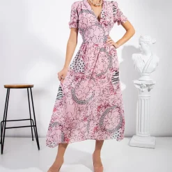 Sukienki Długie^Royalfashion Różowa damska maxi sukienka - Odzież różowy