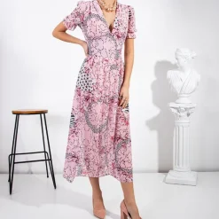 Sukienki Długie^Royalfashion Różowa damska maxi sukienka - Odzież różowy