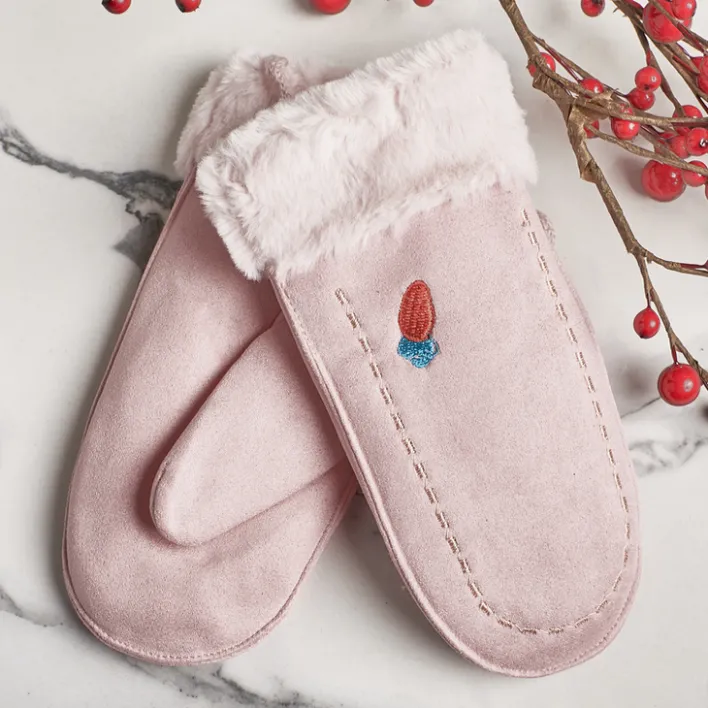 Rękawiczki^Royalfashion Różowe dziecięce rękawiczki na sznurku i z jednym palcem - Rękawiczki różowy