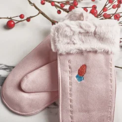 Rękawiczki^Royalfashion Różowe dziecięce rękawiczki na sznurku i z jednym palcem - Rękawiczki różowy