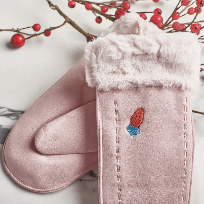 Rękawiczki^Royalfashion Różowe dziecięce rękawiczki na sznurku i z jednym palcem - Rękawiczki różowy