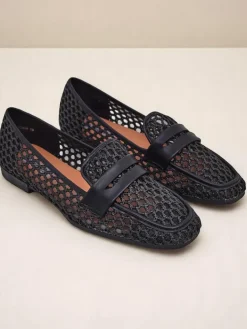 Mokasyny Na Płaskiej Podeszwie^Royalfashion Ażurowe damskie mokasyny Azuros czarny