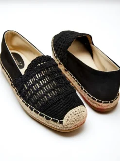 Espadryle Płaskie^Royalfashion Ażurowe damskie espadryle Cetillad czarny