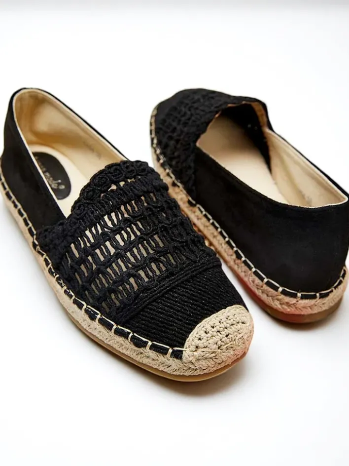 Espadryle Płaskie^Royalfashion Ażurowe damskie espadryle Cetillad czarny