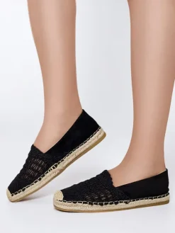 Espadryle Płaskie^Royalfashion Ażurowe damskie espadryle Cetillad czarny