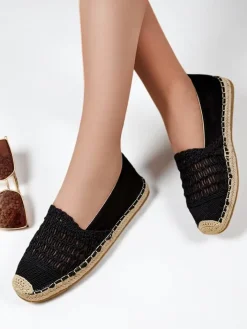 Espadryle Płaskie^Royalfashion Ażurowe damskie espadryle Cetillad czarny