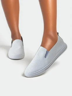 Półbuty^Royalfashion Ażurowe damskie półbuty slip on Eppes Jasny szary