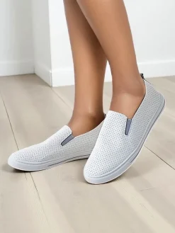 Półbuty^Royalfashion Ażurowe damskie półbuty slip on Eppes Jasny szary