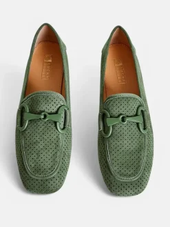 Półbuty^Royalfashion Ażurowe mokasyny damskie Laamba zielony