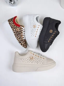 Ugc|Sneakersy^Royalfashion Ażurowe sportowe sneakersy damskie Leopess brązowy