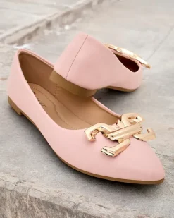 Baleriny Klasyczne^Royalfashion Baleriny damskie w szpic z ozdobą na nosku Figgda różowy