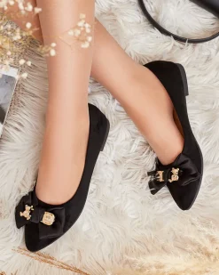 Buty Na Wielkie Wyjście|Baleriny Klasyczne^Royalfashion Baleriny damskie w szpic z kokardką Retripo czarny