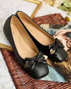 Buty Na Wielkie Wyjście|Baleriny Klasyczne^Royalfashion Baleriny damskie z kokardką Fittco czarny