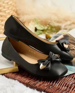 Buty Na Wielkie Wyjście|Baleriny Klasyczne^Royalfashion Baleriny damskie z kokardką Fittco czarny