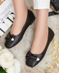 Buty Na Wielkie Wyjście|Baleriny Klasyczne^Royalfashion Baleriny damskie z kokardką Fittco czarny