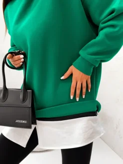 Bluzy^Royalfashion Bawełniana bluza damska z odpinanym dołem zielony