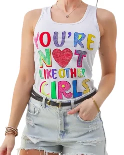 Bluzki / Koszule / Koszulki^Royalfashion Bawełniana bluzka bokserka damska na ramiączkach z napisami Jasny szary