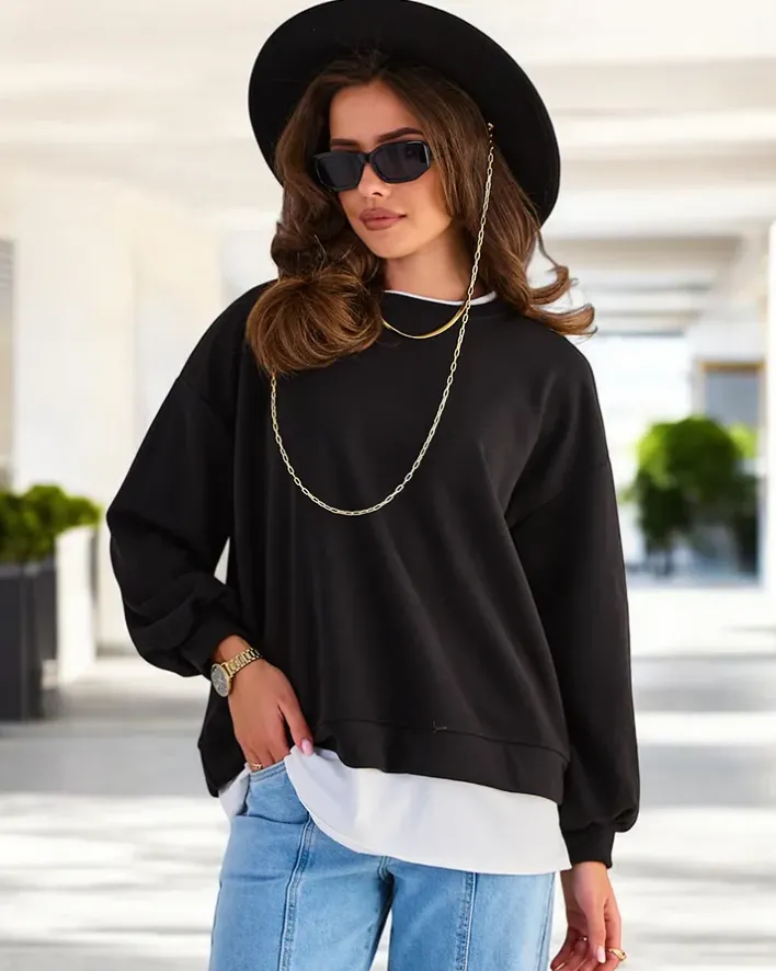 Bluzy^Royalfashion Bawełniana cienka bluza damska czarny