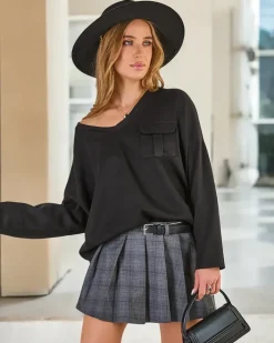 Bluzy^Royalfashion Bawełniana cienka bluza damska czarny