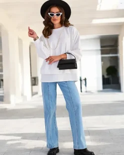 Bluzy^Royalfashion Bawełniana cienka bluza damska biały