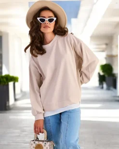 Bluzy^Royalfashion Bawełniana cienka bluza damska beżowy