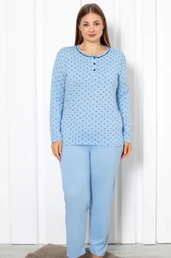 Piżamy^Royalfashion Bawełniana damska 2-częściowa piżama w serca PLUS SIZE Ecru