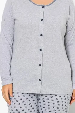 Piżamy^Royalfashion Bawełniana damska 2-częściowa piżama w serduszka PLUS SIZE