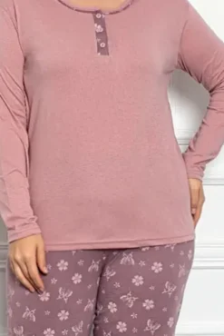 Piżamy^Royalfashion Bawełniana damska 2-częściowa piżama w motyle PLUS SIZE Granatowy