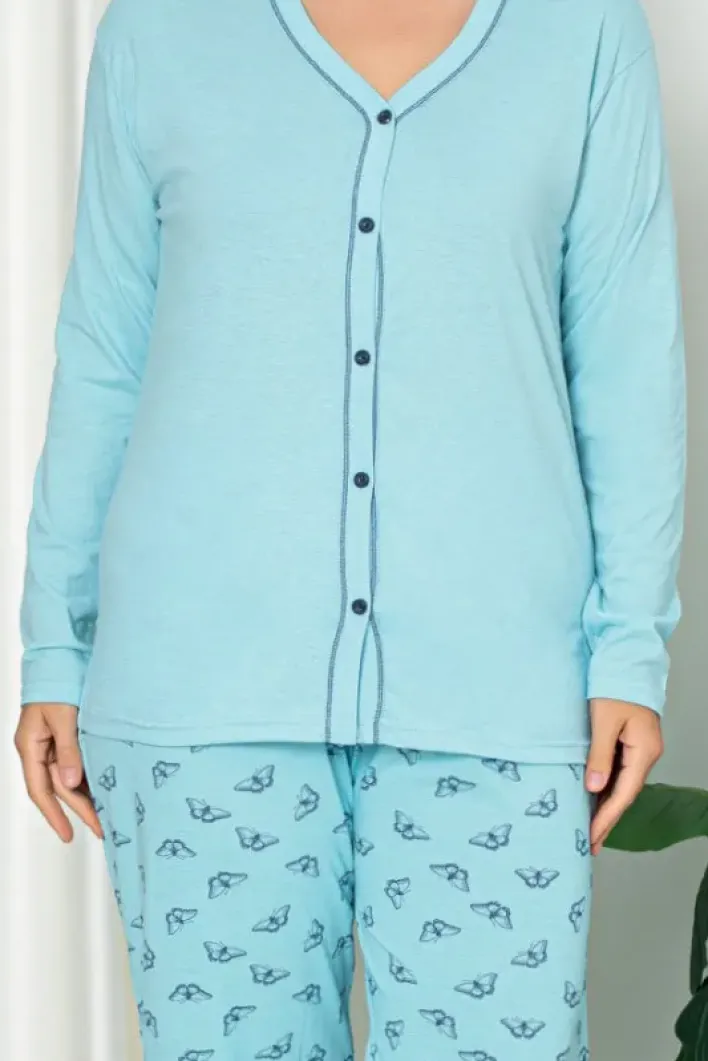 Piżamy^Royalfashion Bawełniana damska 2-częściowa piżama PLUS SIZE Ecru